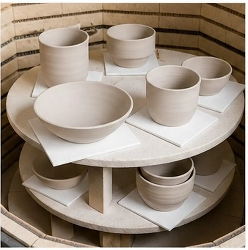 25Pcs Replaceable Kiln Pad Pottery Non-Stick Heat Resistant Cotton Mat for Ceramic Firing Glaze Overflow Prevention Kiln