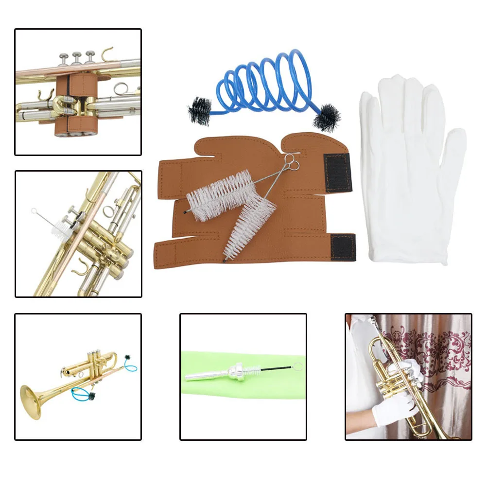 

1 set Trumpet Cleaning Kit Assorted Color Durable Non-Scratch Brush Set For Cornet Tubular Instruments Maintenance Wind