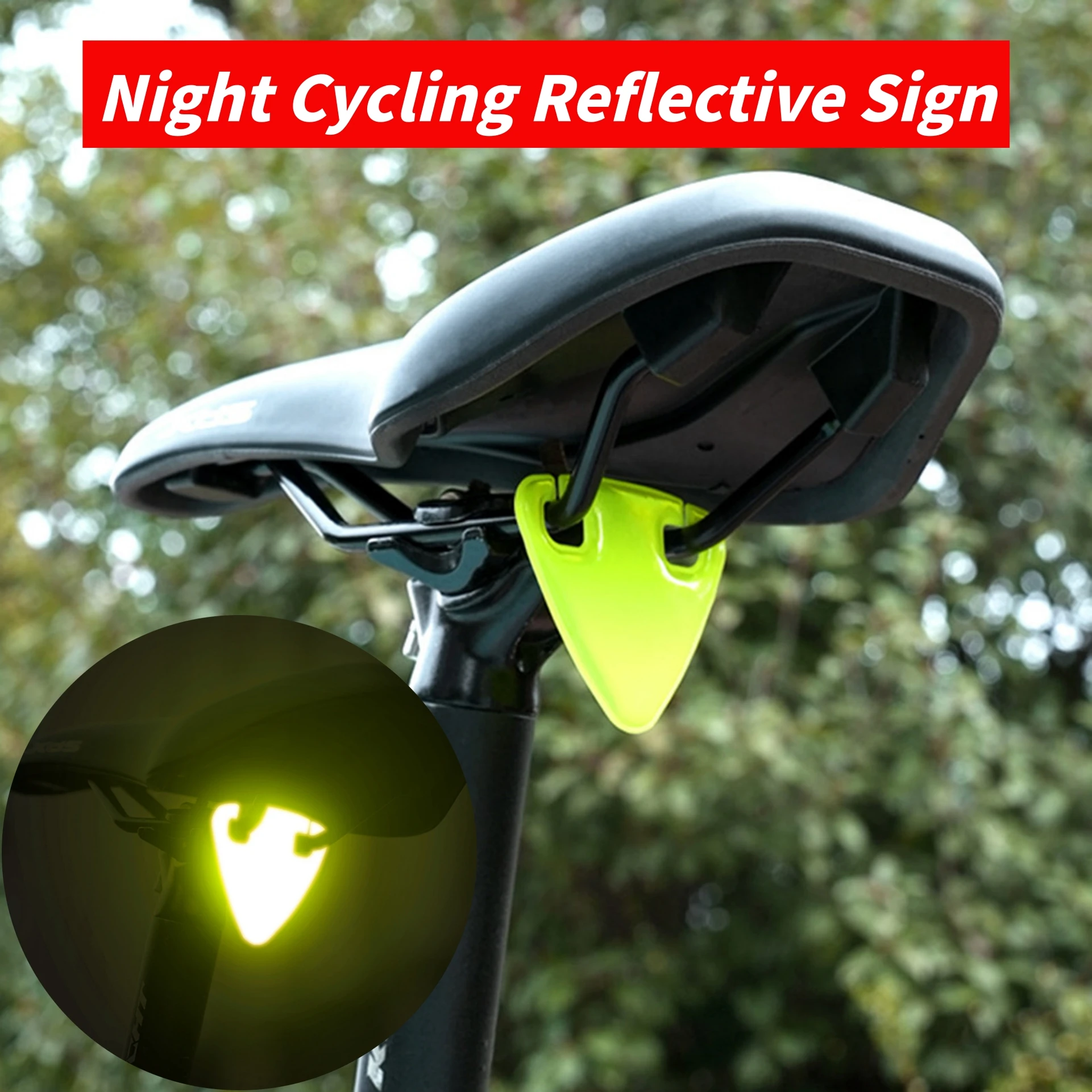 Triangle Bike Reflective Sign High Visibility Emergency Safety Warning Signs for Bicycle Seat Post Reflector for Night Cycling