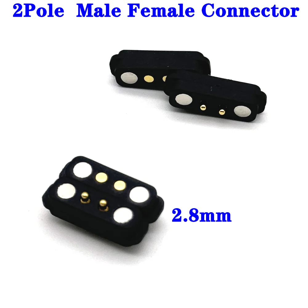 

1Pair 1A Waterproof Magnetic Pogo Pin Connector 2 Pole 2.8mm Male Female 2.8mm/2.5mm Spring Fast charging DC Power Socket