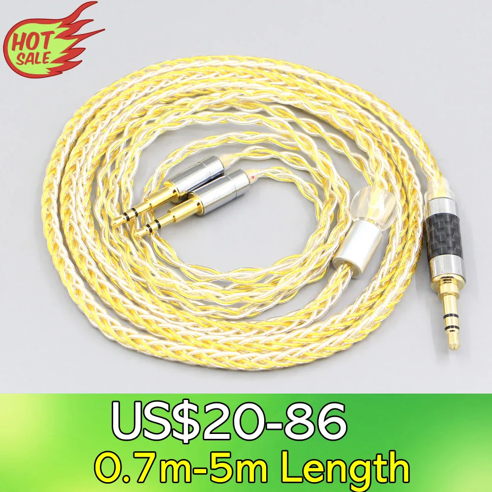 

LN007318 8 Core OCC Silver Gold Plated Braided Earphone Cable For Hifiman HE560 HE-350 HE1000 Headphone 2.5mm pin