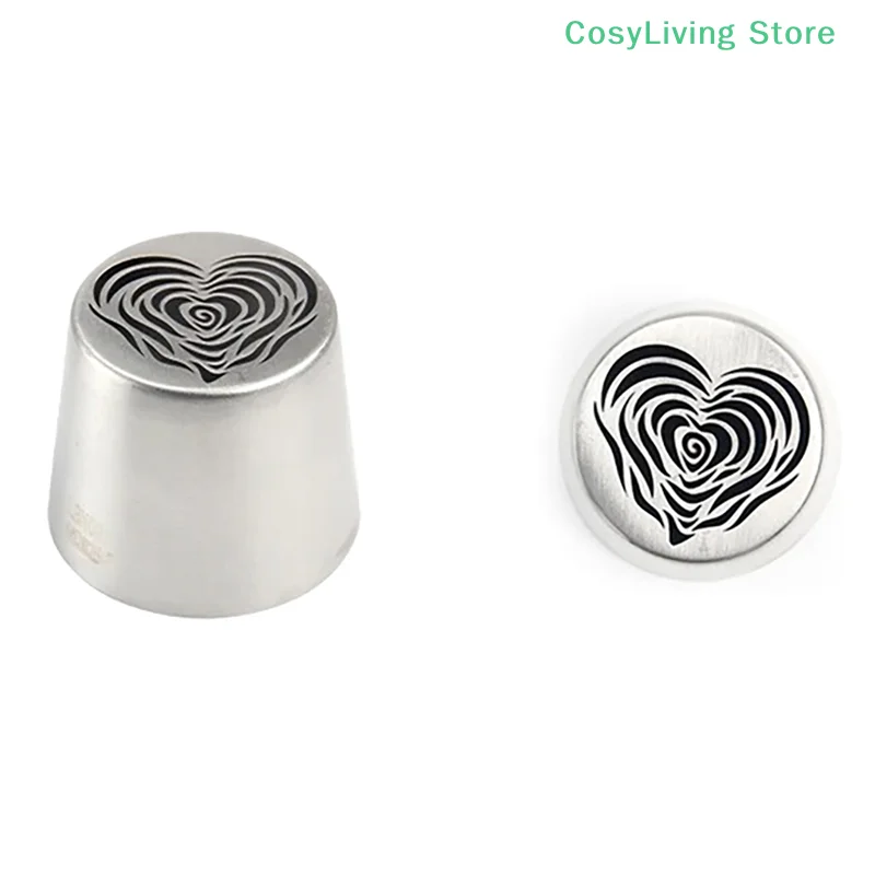 Heart Rose Flower Pattern Russian Icing Tip XL Marshmallow Piping Nozzle Stainless Steel Decorating Utensils Baking Cake Tool