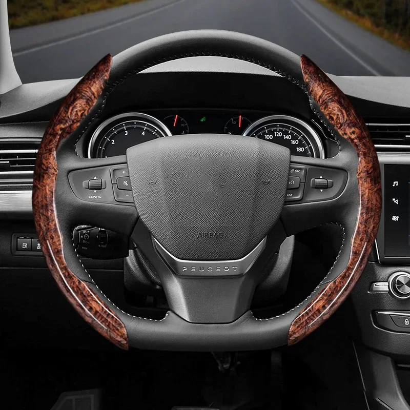 Suitable for Peugeot Wood Steering Wheel Cover Suitable for 206 208 3008 308 207 307 2008 508 5008 407 107 Partner Rifter Tepee