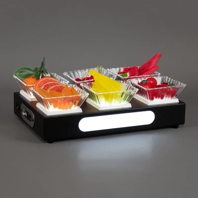 

Customizable LOGO Light Fruit Tray Rack Multi-Lattice Iron KTV Bar Snack Plate for Parties and Other Occasions