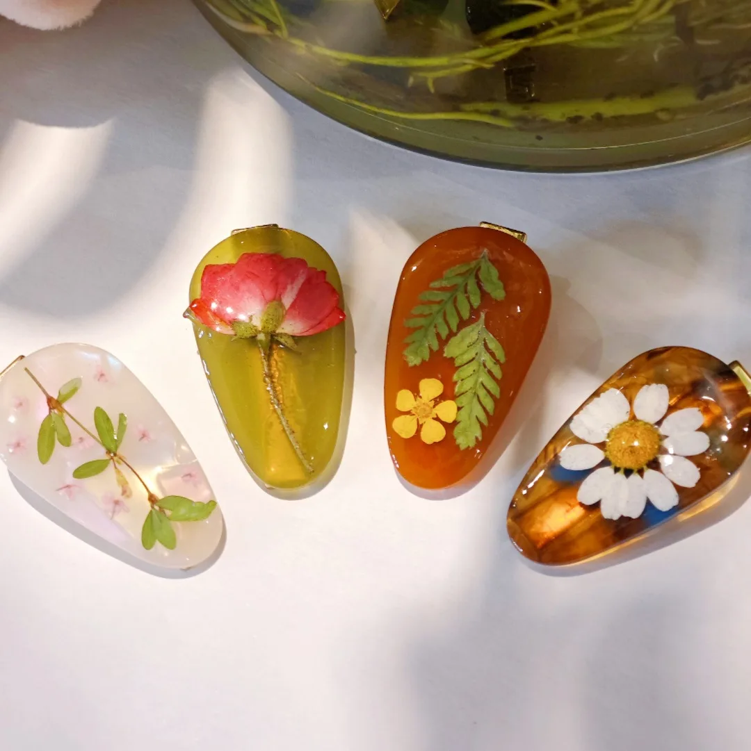 Spécimen de plantes séchées à la main, vraies fleurs, accessoires pour cheveux, Clip latéral Girly, cadeau créatif d'anniversaire de noël, vente en gros, 3288