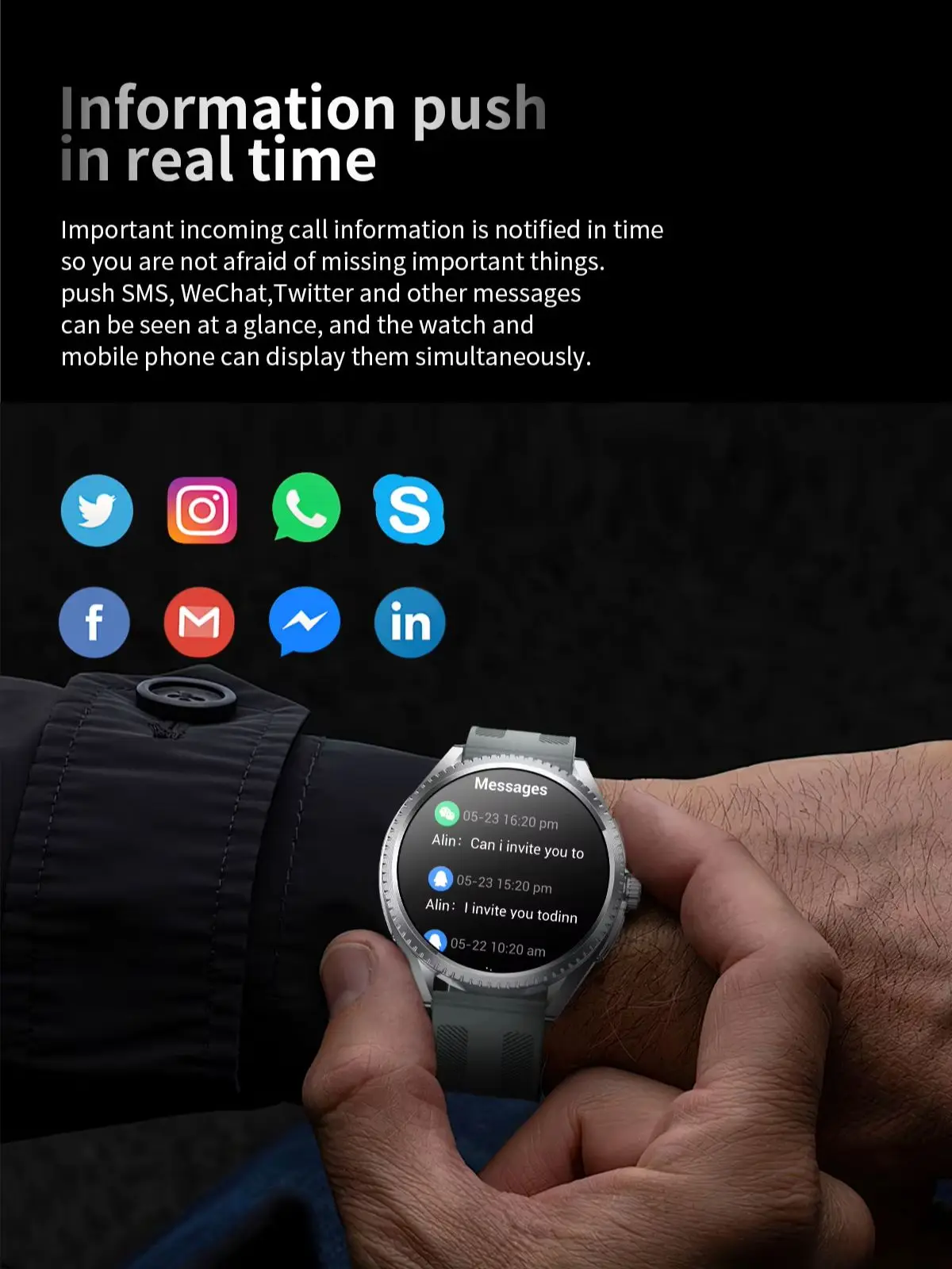 AMOLED 1,75 "reloj inteligente para hombres LED Falshlight múltiples modos deportivos pulsera de Fitness Bluetooth llamada 600mAh batería grande Smartwatch