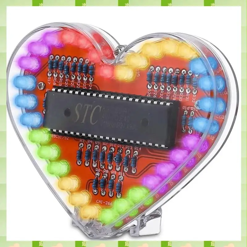2025 على شكل قلب RGB LED وحدة ضوء وماض لتقوم بها بنفسك عدة إلكترونية مصباح مياه لحام مشروع الممارسة لطلاب المدارس دورا