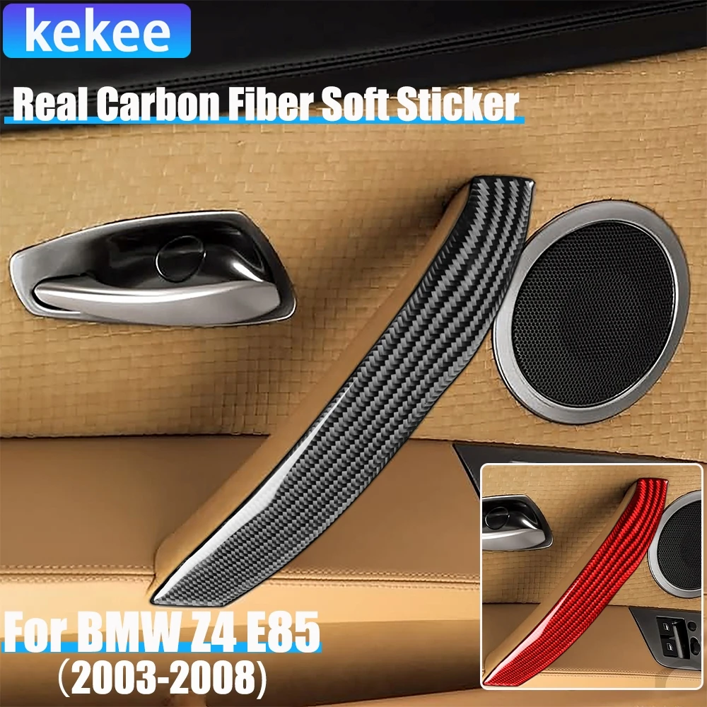 

Real Carbon Fiber Car Accessories Door Puller Panel Decorative Cover Soft Sticker For BMW Z4 E85 2003 2004 2005 2006 2007 2008
