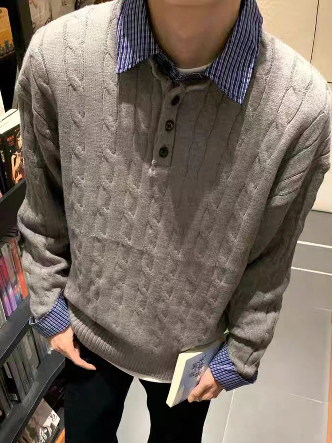 

American Retro Ne Knitted Sweater Men's Sle Autumn Winter Loose Fit Casual Wear Resistance Warm Non-deformable