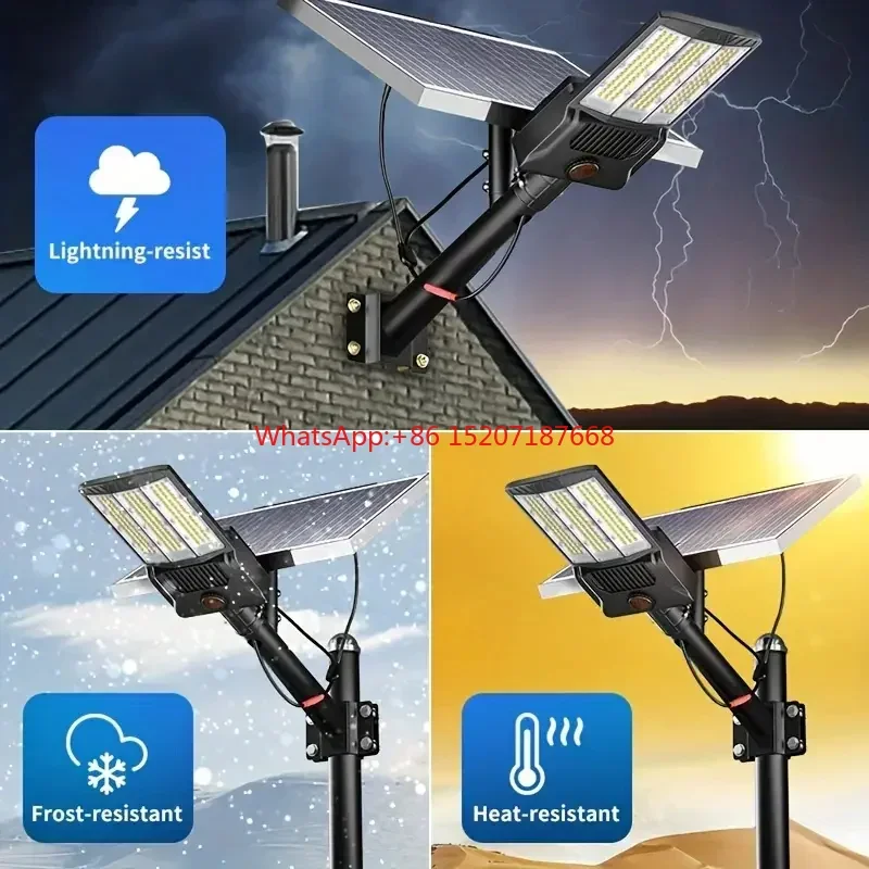 Aluminium 25000mah Solar Street Lights With 2 Solar Panl Outdoor Garden Light Dusk to Dawn Solar Security Flood Lights