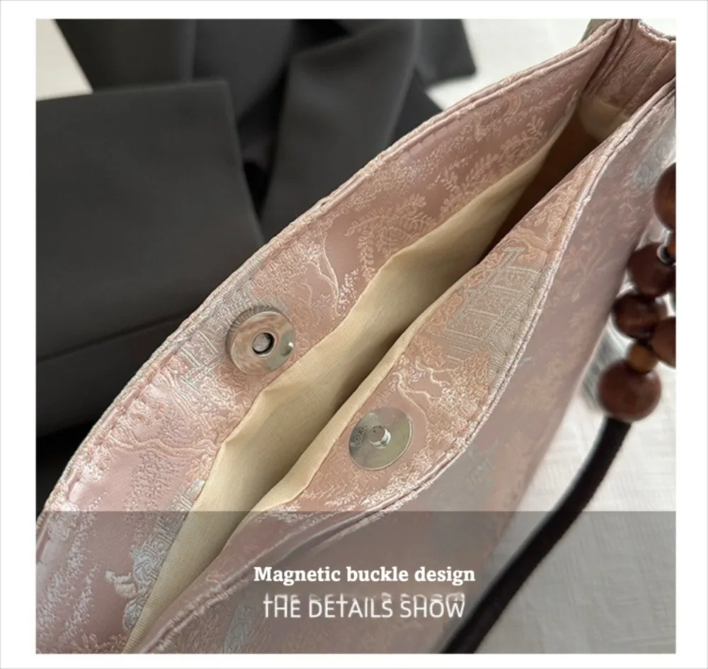Bestickte Umhängetasche ​ Hasp Nähgarn Handwerk ​ ​ Ethnische Musterstickerei ​ ​ Handtasche im Nationalstil ​ Handtaschen mit Obergriff – Detail 4