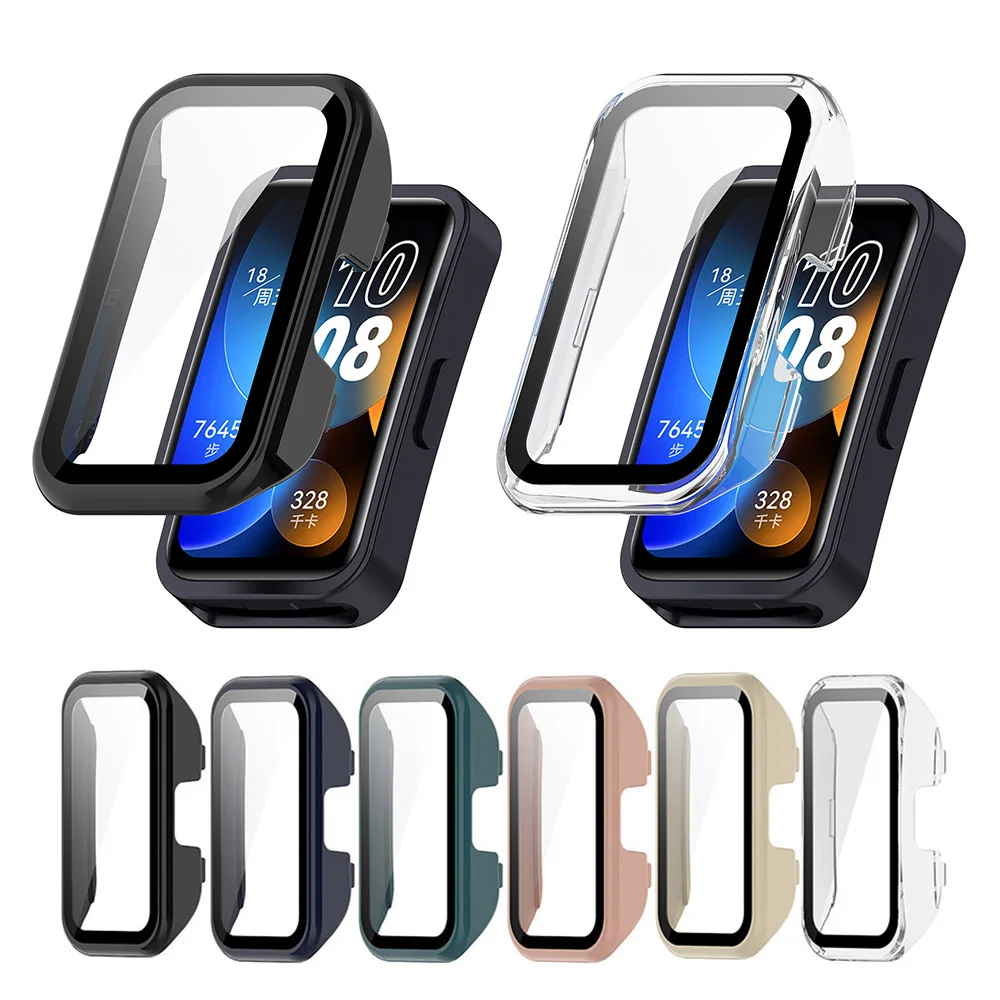 PC+Tempered Glass Protective Case For Huawei Band 9/8 NFC Full Screen Protector Shell Bumper Cover