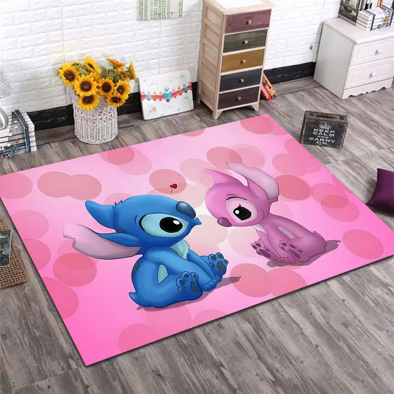 

15 Sizes Disney Stitch and Angel Printing Carpet for Living Room Bedroom Sofa Doormat Decor Kids Play Home Area Rug Non-slip Mat