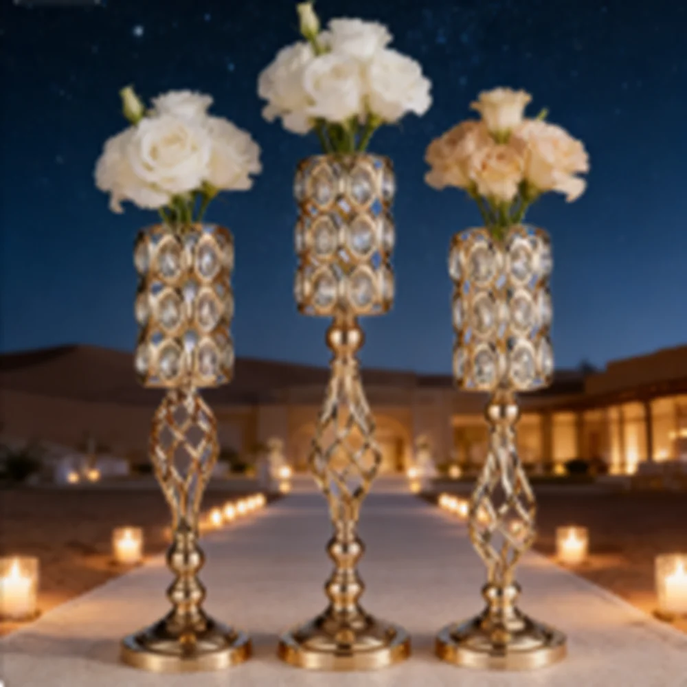 

6 шт. свадебный реквизит позолоченный железный цветок из трех частей упакованный сценический фон европейские украшения настольный центральный подсвечник