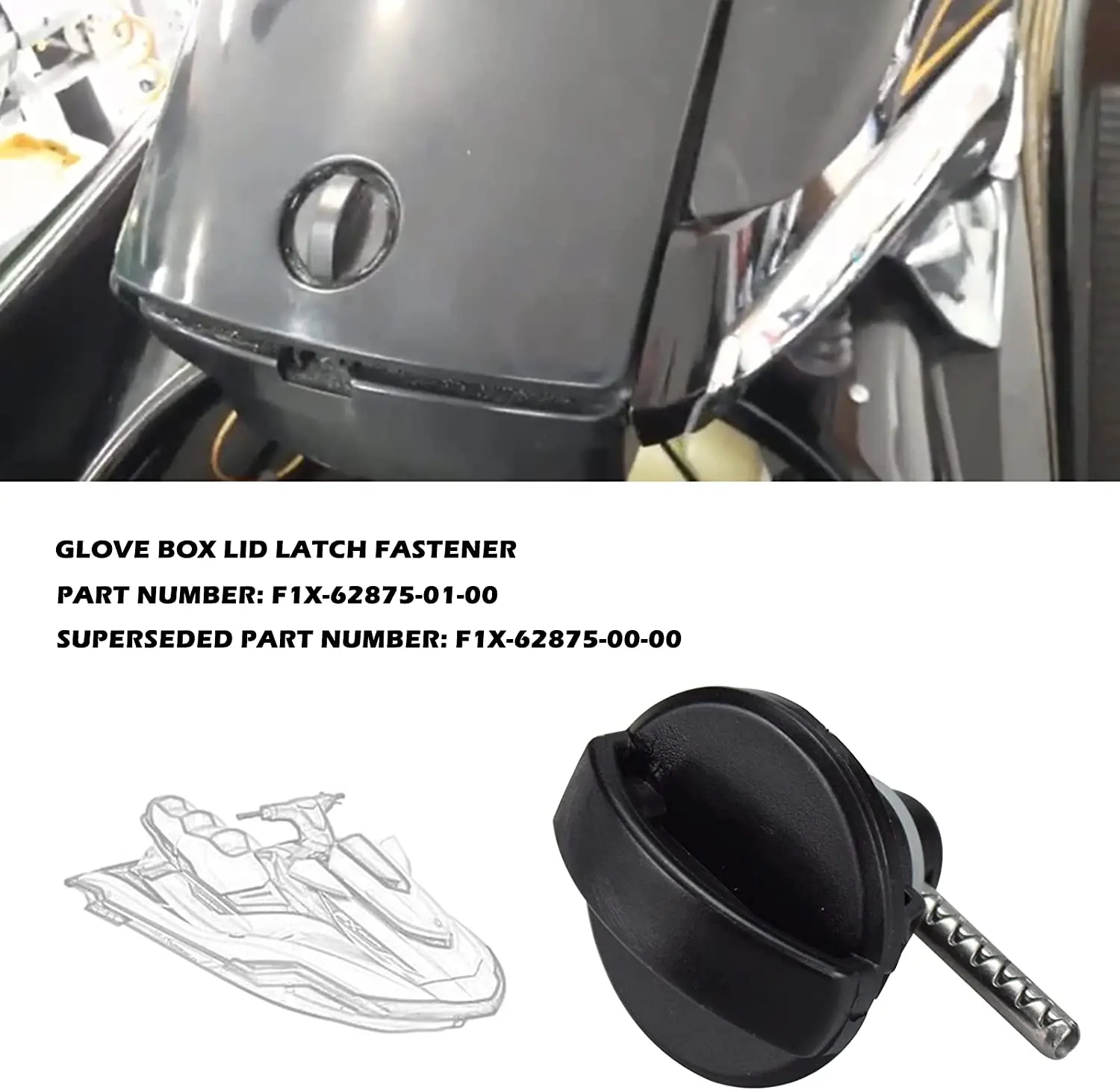 Wave Runner Glove Box Lid Latch Fastener Fit for Yamaha FX Cruiser HO SHO F1X-62875-00-00