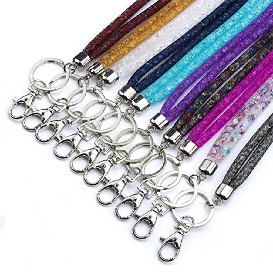 Llaveros con Brillantes, Cordones Bonitos de 32.9 Pulgadas con Cristales de Imitación, Correa para el Cuello para Mujeres, Maestras, Llaves, Carteras, Tarjetas de Identificación