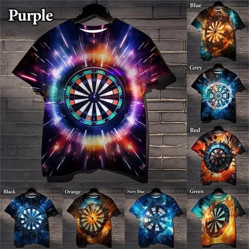 Cool Dart Board 3D Printing T Shirts Casual Street Sports Fun Tops Fashion Men And Women Short-sleeved T-shirts Men's Clothing