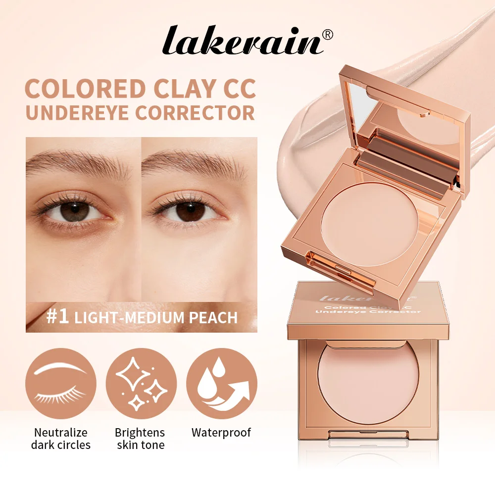 Lakerain corretivo de correção de cor intermediária, à prova d'água, hidrata a pele brilhante, textura de argila fina, cobre rapidamente, olheiras