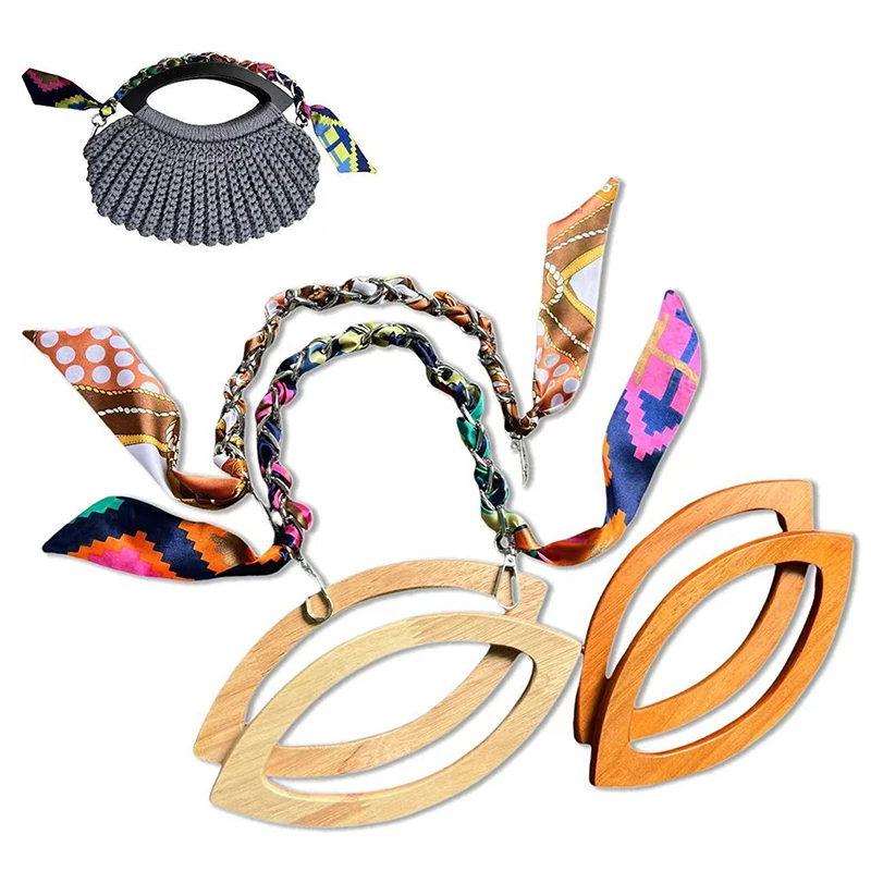 

Detachable Hardware Woven Bag Accessory Alloy Bag Belt Fashion Silk Scarf Chain Bags Belt Straps Bag Handle Set
