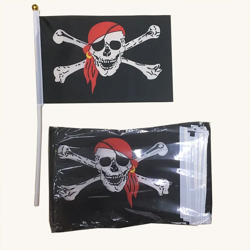 ФЛАГ Z-ONE Ручные пиратские флаги 14x21 см Полиэстер Черный череп Блэк-джек Веселый Роджер Корсаир Пользовательский флаг с флагштоком