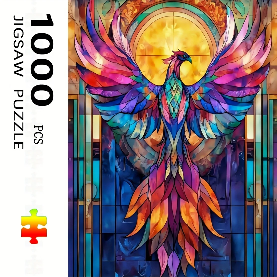 Rompecabezas De vitral Phoenix para adultos, arte colorido vibrante, diseño complejo, actividad familiar y bricolaje, 1000 Uds.