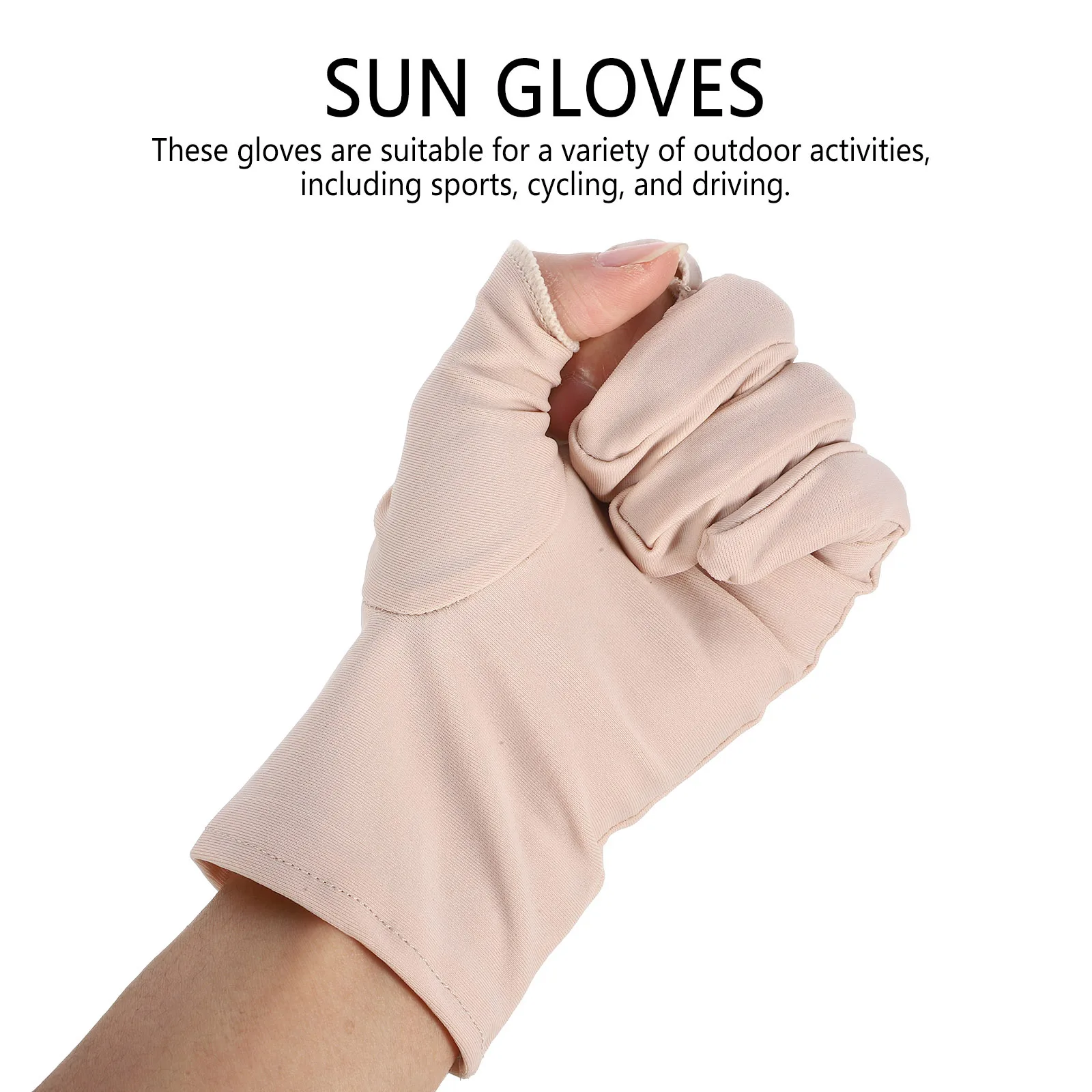 

1Pair Summer Driving Gloves Women Uv Protection Half Finger Breathable Cloth Antislip Design Cycling Sports Sun Gloves
