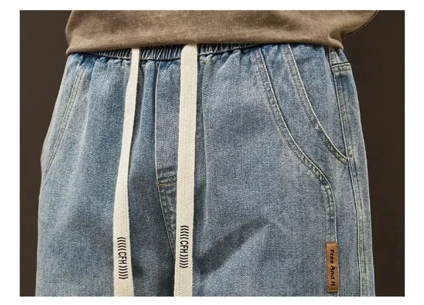 Hot Selling Loose Jeans Mens Trousers Light Color Straight Washed Retro Made Trendy Brand Youth Jeans