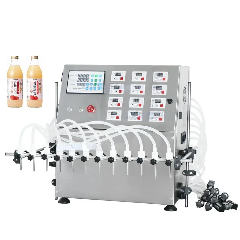 

12 Heads Semi Automatic Diaphragm Pump Juice Liquid Bottle Filling Machine Hot sales