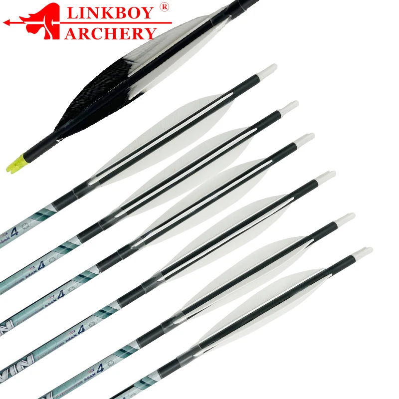 

0.001 Archery Carbon Arrows SP500 5inch Turkey Vanes Arrow Point Tips Arrow Accessories Traditional Bow Hunting 12pcs