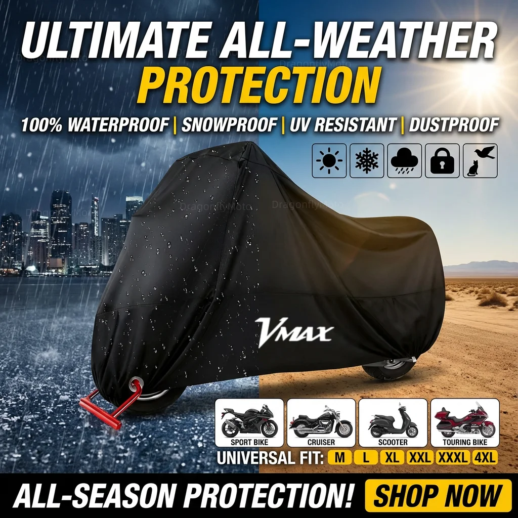 

For Yamaha VMAX V-MAX V MAX 1200 1985-2008 190T Waterproof Motorcycle Covers Motors Dust Rain Snow UV Protector Cover Outdoor