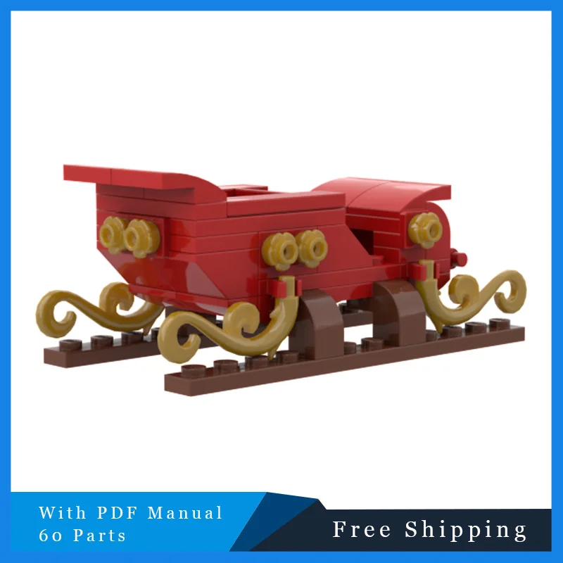 

60 Parts Christmas Style Series Building Block Set Red Gift Sleigh DIY Assembly Toys Childrens Educational Module Birthday Gift