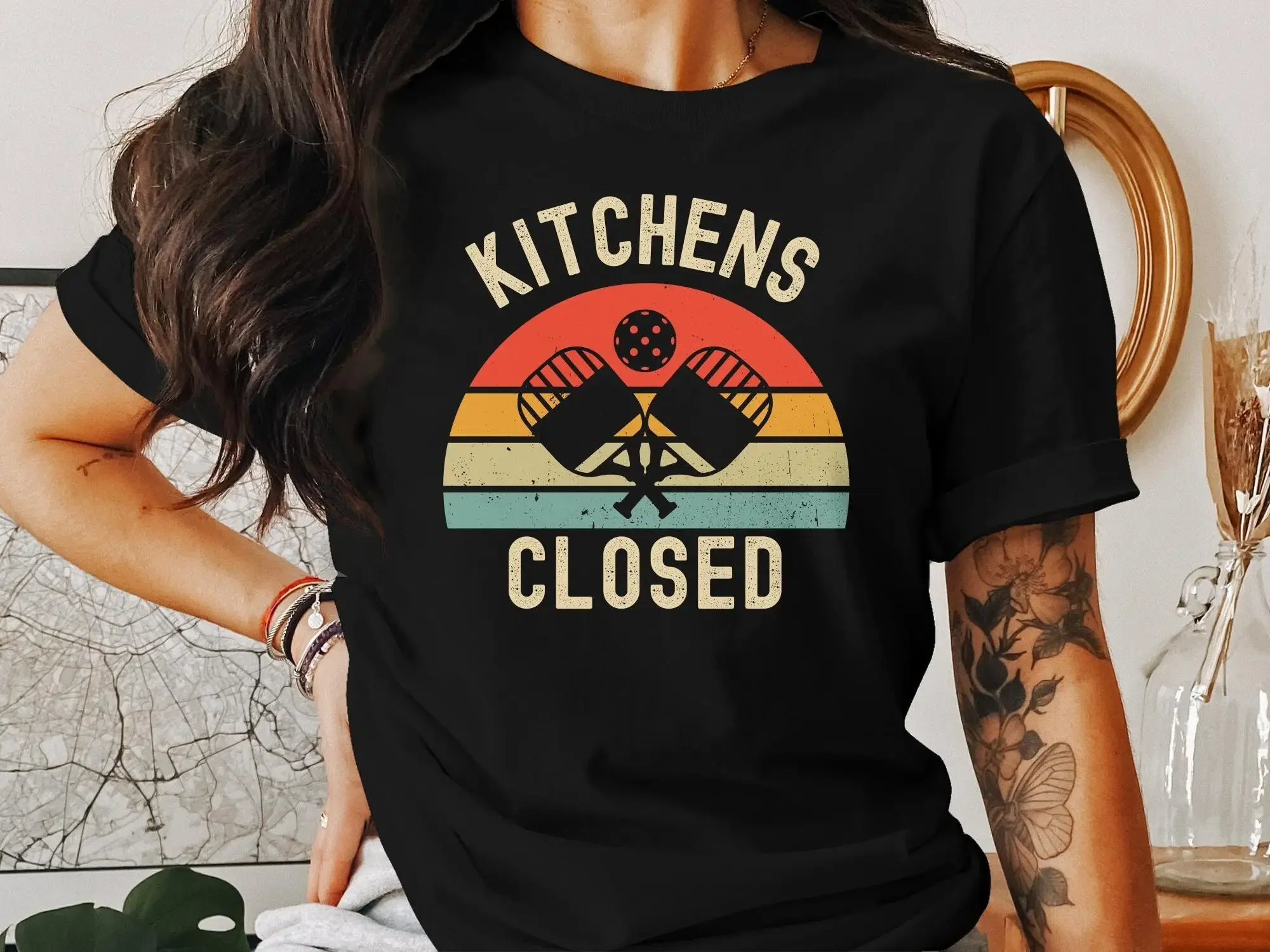 Kitchens Closed Pickleball T Shirt Women Funny Pickle Ball for Mom Mother s Day Grandma Baller Men Fun Grandpa