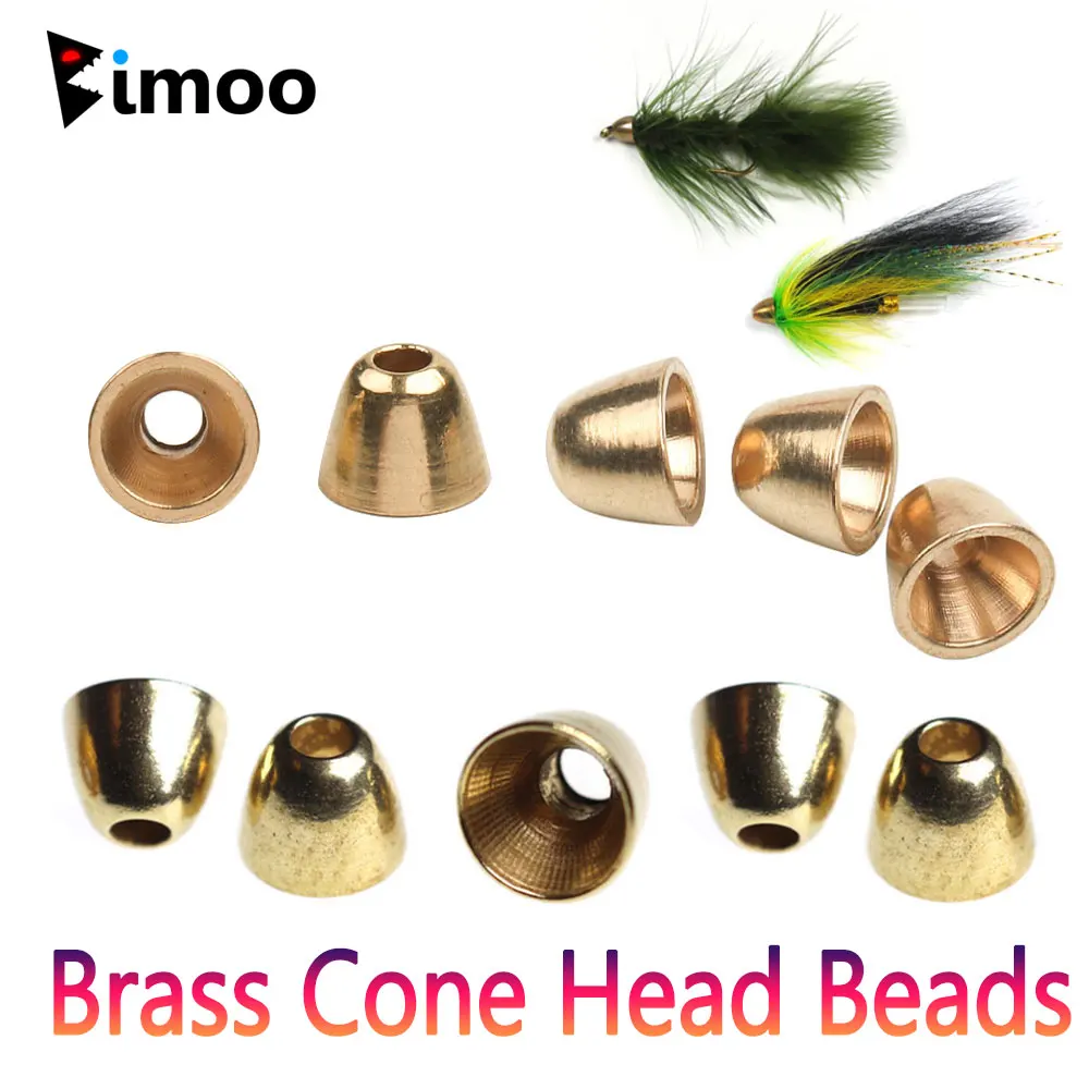 

Bimoo 20PCS Brass Cone Heads for Tube Fly Woolly Bugger Streamers Minnows Trout Fishing Lures Saltwater Flies Tying Material