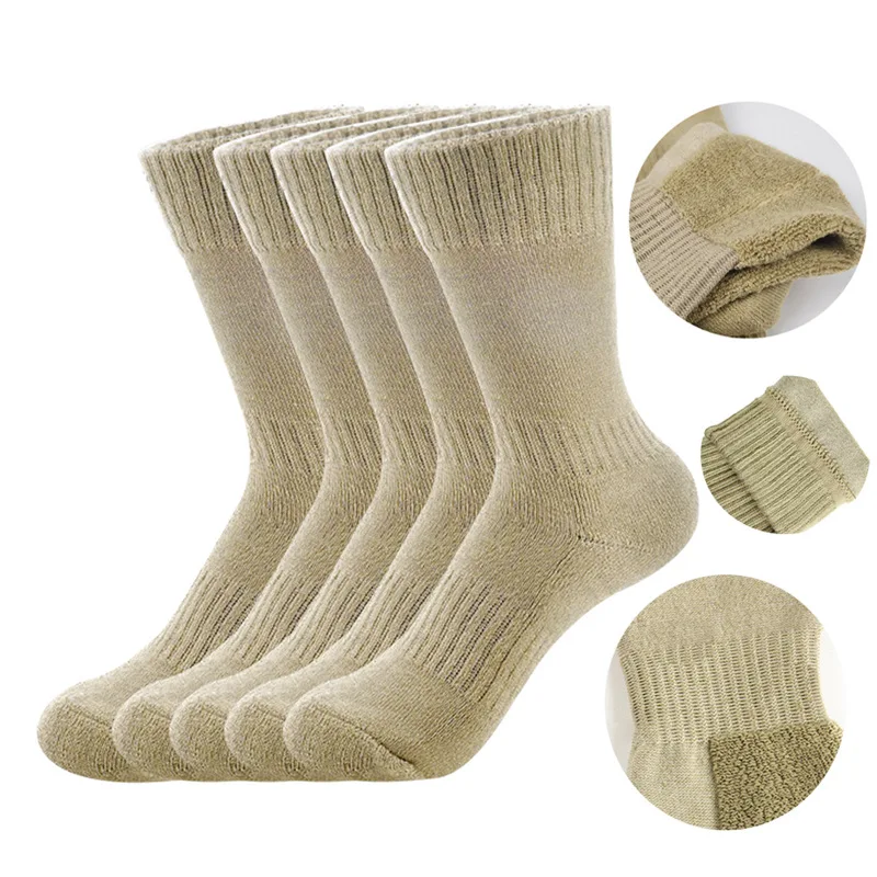 5 Pairs Outdoor Military Combat Socks 35-46 Men Women Winter Thick Breathable Training Hiking Sport Socks High Tube Cotton Socks