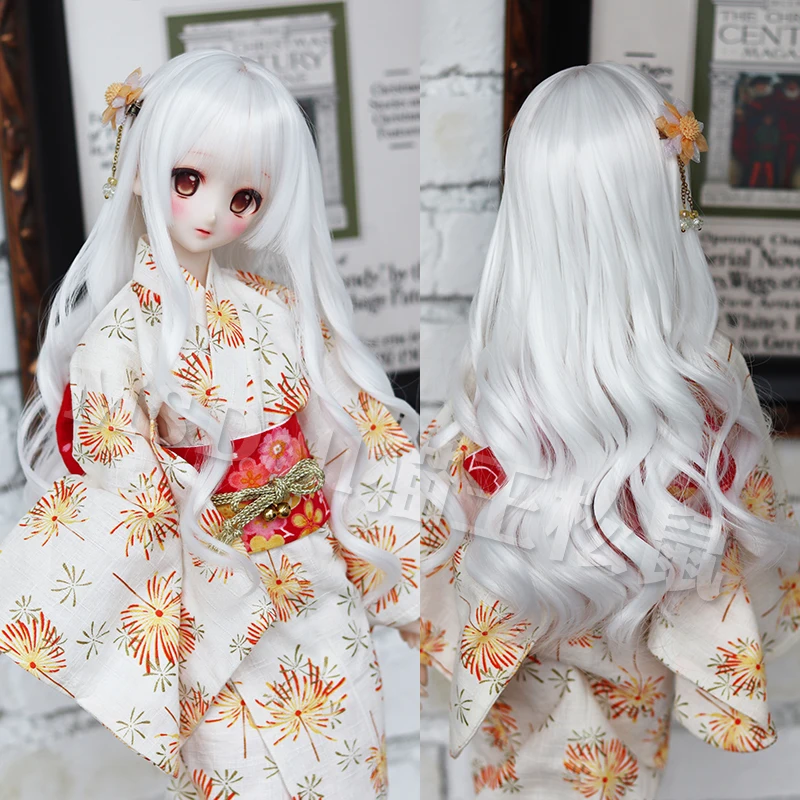 

Thin Bangs Hime Cut BJD Doll Wig High Temperature Silk Long Curly Hair for DIY Dress Up 1/3 1/4 BJD MDD Dolls Accessories