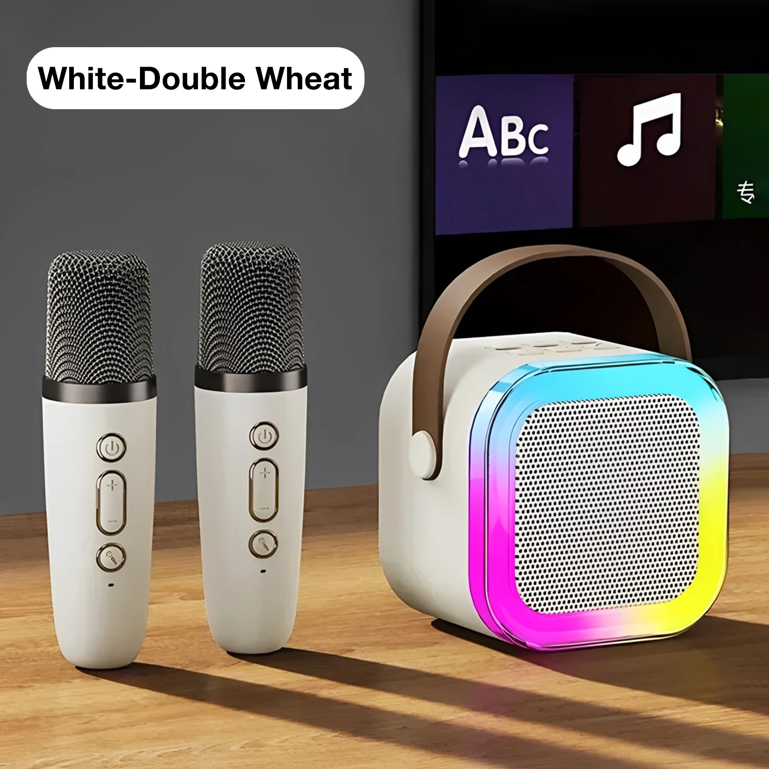 Wireless Karaoke Speaker Bluetooth5.3 Microphone K12 Home KTV Karaoke Machine RGB Light Portable Mini Bluetooth Speaker