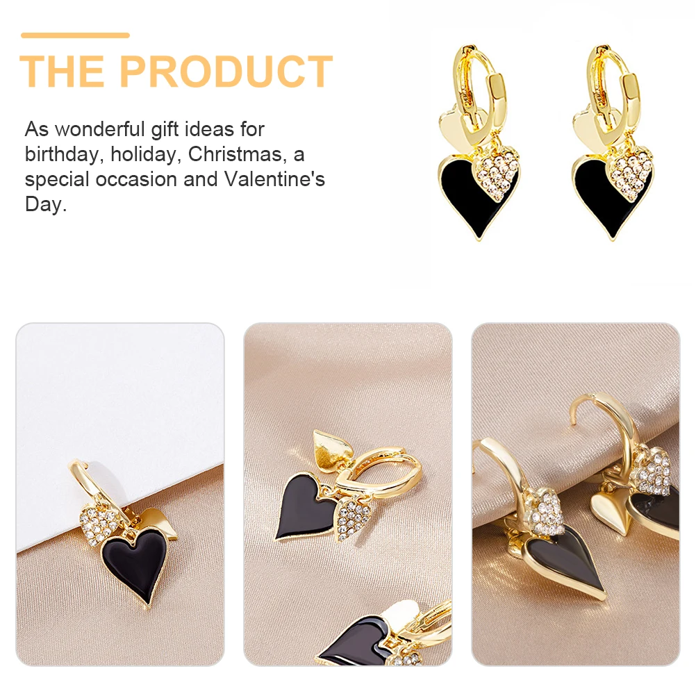

Spades Tassel Heart Dangle Rhinestone Earrings Women Safe Antioxidant Premium Alloy Ear Decors Daily Wear Jewelry Gifts