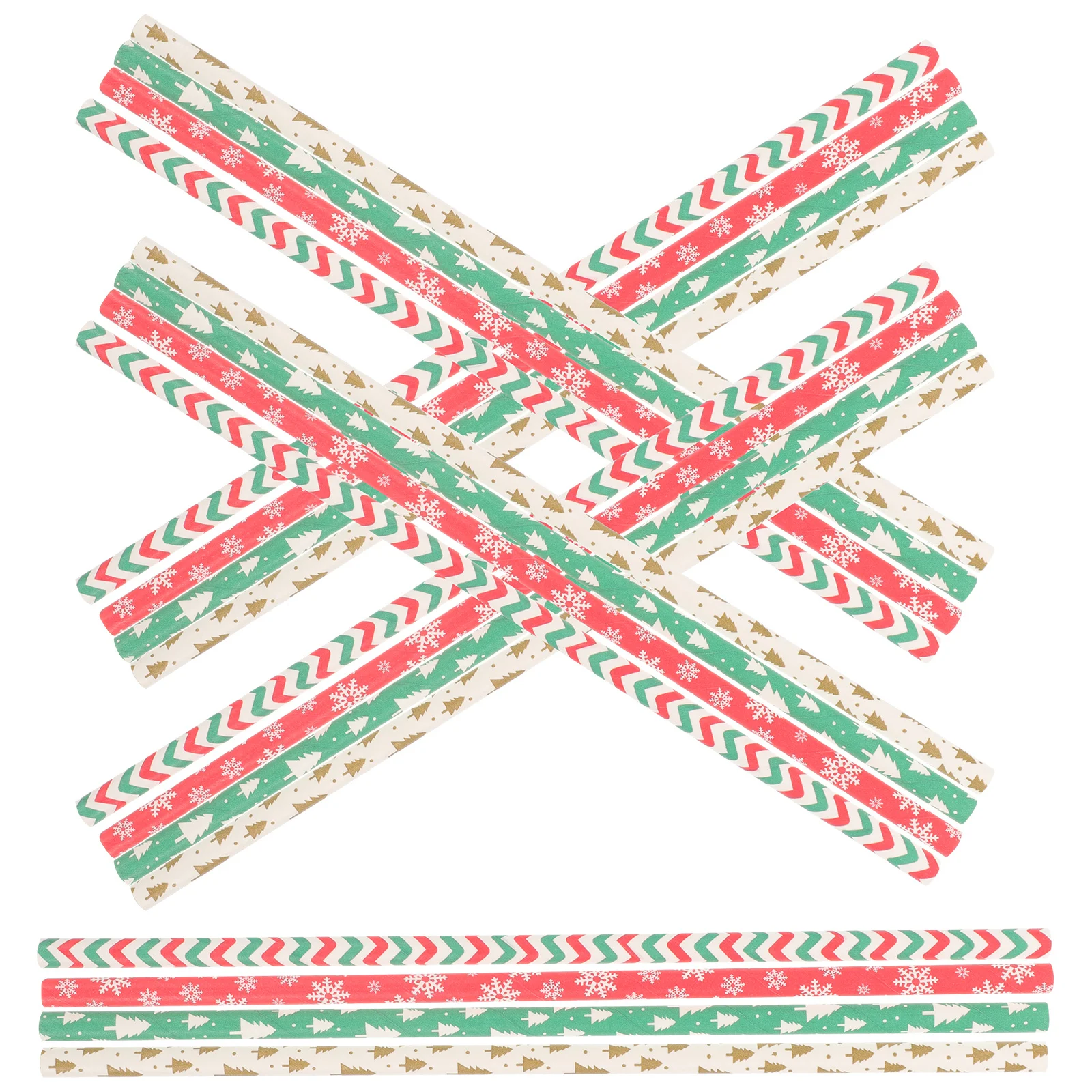 

200Pcs Christmas Paper Drinking Straws Classic Xmas Tree Snowflake Pattern Party Supplies Festival Decoration Festival Straw