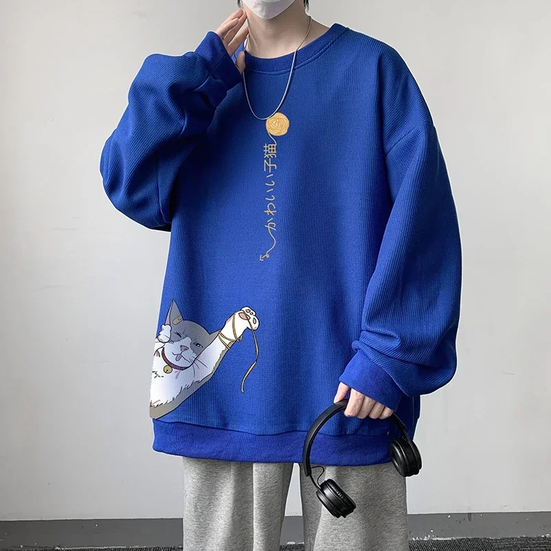 Funny Men's Oversized Hoodie White Walf Checks Hoodies Oversize for Men Cat Print 5XL Man Casual Wear Hoody Male Sweatshirt