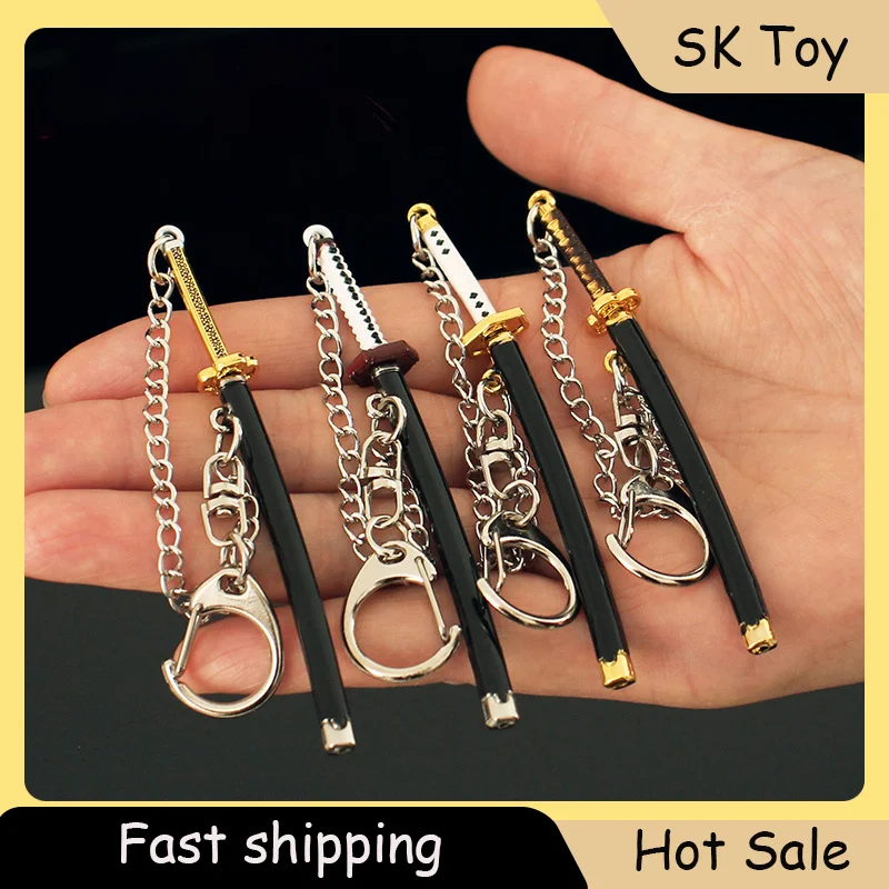

9cm Demon Slayer Japanese Anime Mini Alloy Katana Keychains Kamado Tanjirou Pendant Fashionable Accessorie Durable Metal Keyring