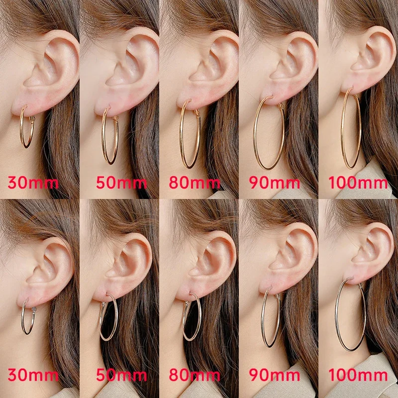 

1 Pair of Women's Large Hoop Earrings, 316L Stainless Steel Hypoallergenic Hoop Earrings, Silver Plated, Fashion Jewelry Gift