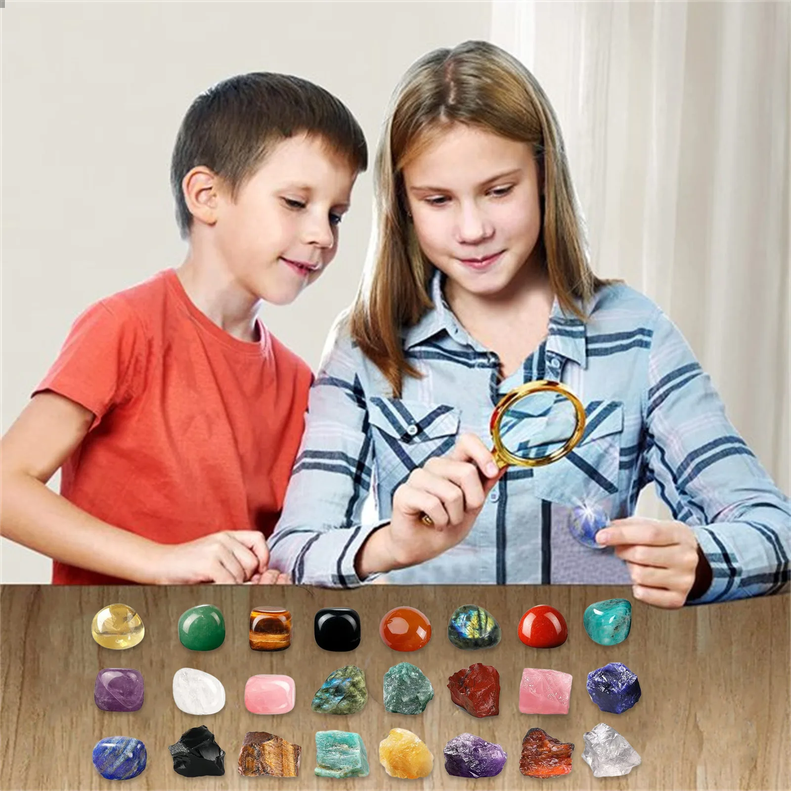 Minuterie visuelle pour enfants, calendrier de l'avent en cristal, 2025 pour enfants, 24 pierres précieuses et pierres naturelles, minuterie en verre de sable de l'avent, 15 Minutes