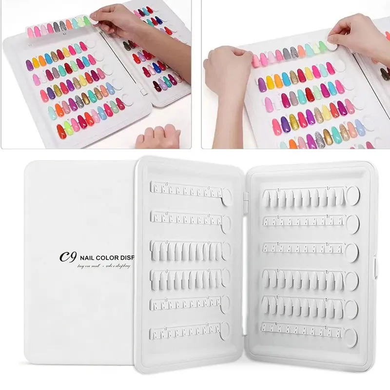 120 Colors Professional Nail Art Swatch Book Color Test Card Nail Gel Polish Display Board Dustproof Manicure Display Color Card