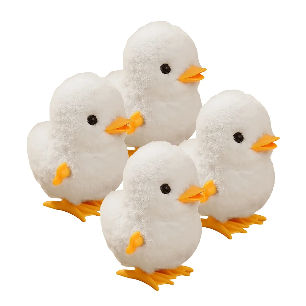 4 Pcs Jumping Chicken Toy up Bouncy Balls Wind Windup Toys for Kids Baby Fuzzy Animal Cartoon