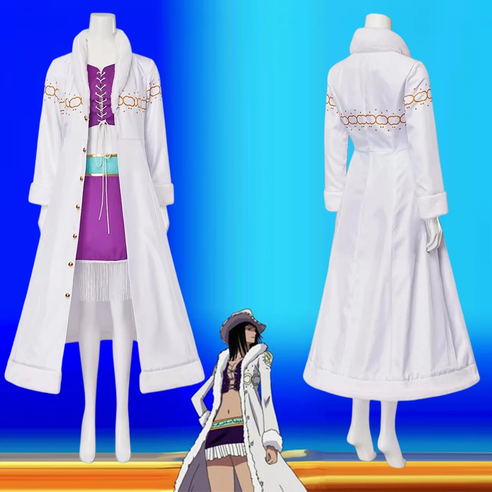 

Nico Cosplay Robin Costume For Women Fantasia Purple Top Skirts with Long Coat Halloween Carnival Party Queen Uniform Ball Gown
