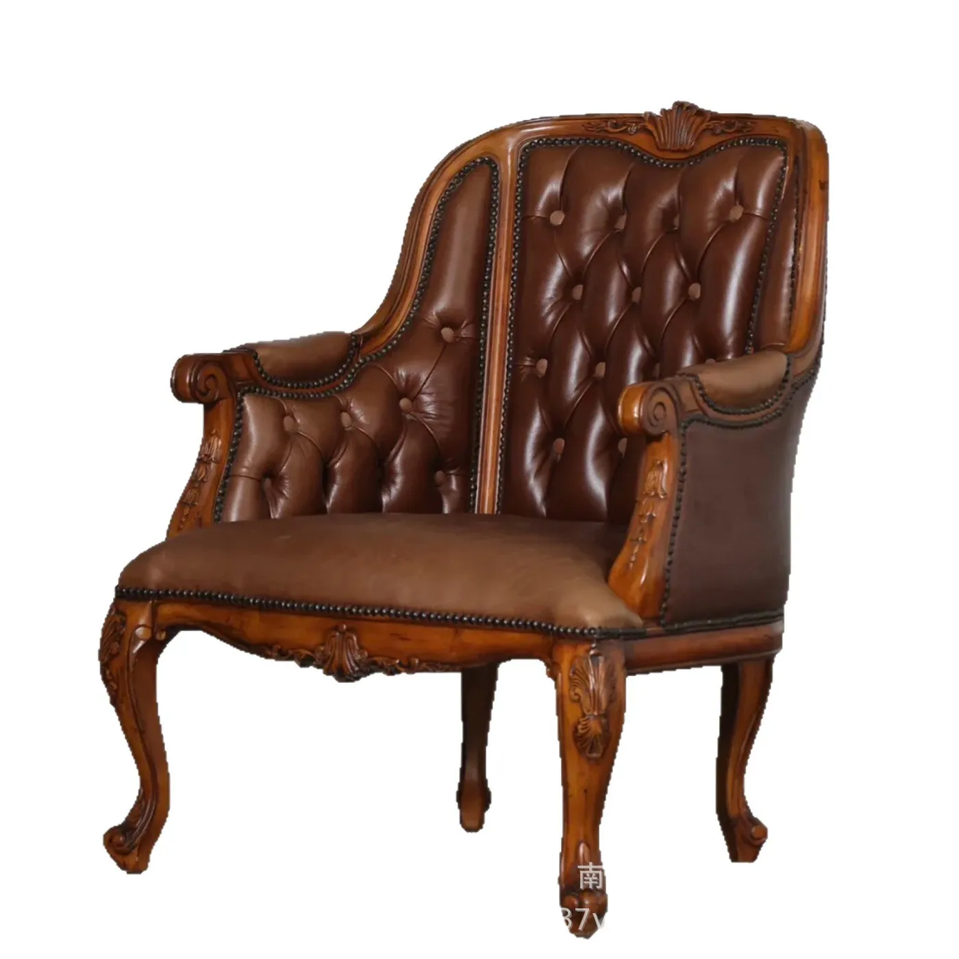 

CX single book chair retro European solid wood office, living room leisure chair