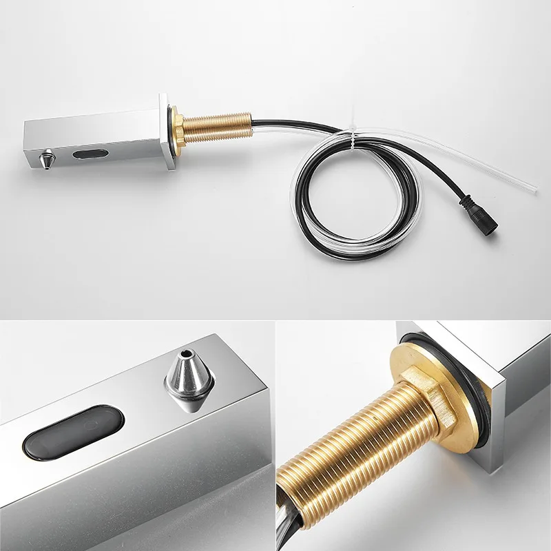 MTTUZK 59# Brass Hot Cold Water Sensor Faucet Wall Mounted  Automatic Induction Faucet  Square Sensor Soap Dispenser 2PCS Set