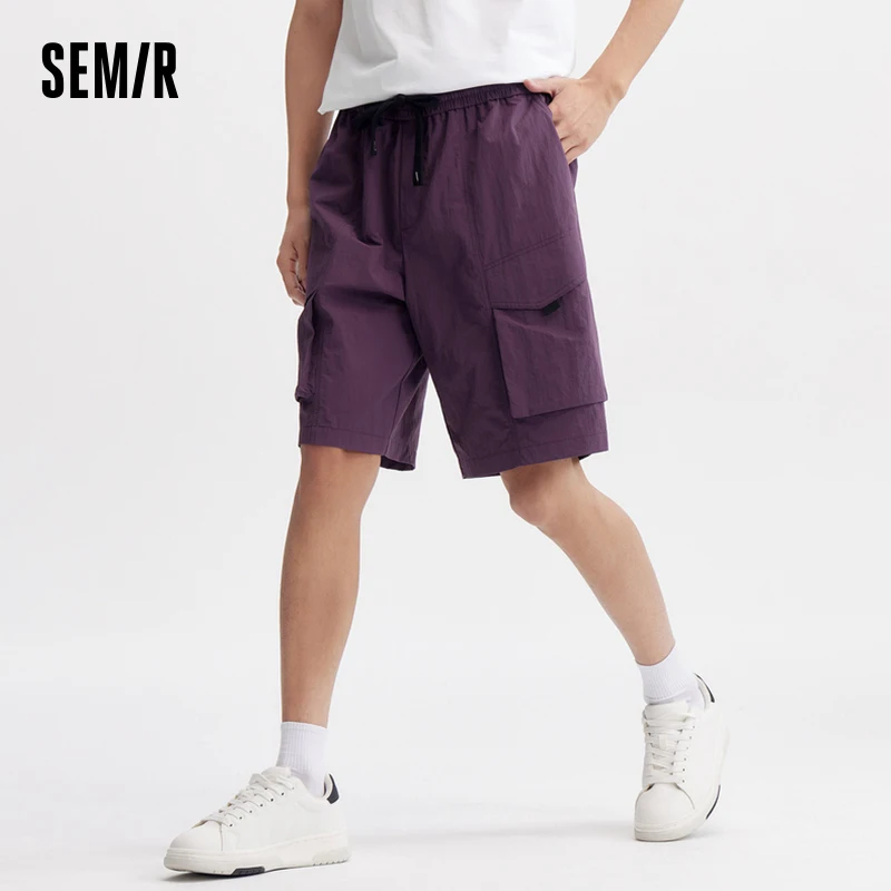 Semir Casual Trousers Men 2024 Summer New Cool Feeling Antibacterial Loose Straight Trousers Simple Solid Colour Five-Minute Sho