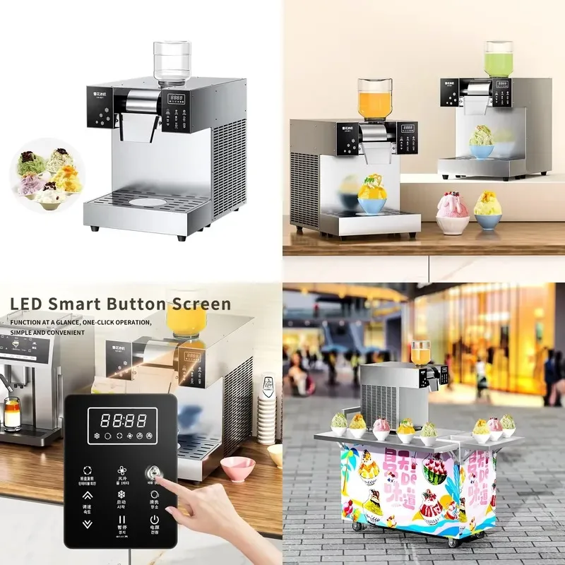 Commercial 220V 60KG 360W Desktop Small Air Cooled Flake Ice Machine for Ice Cream Tea Coffee Shops