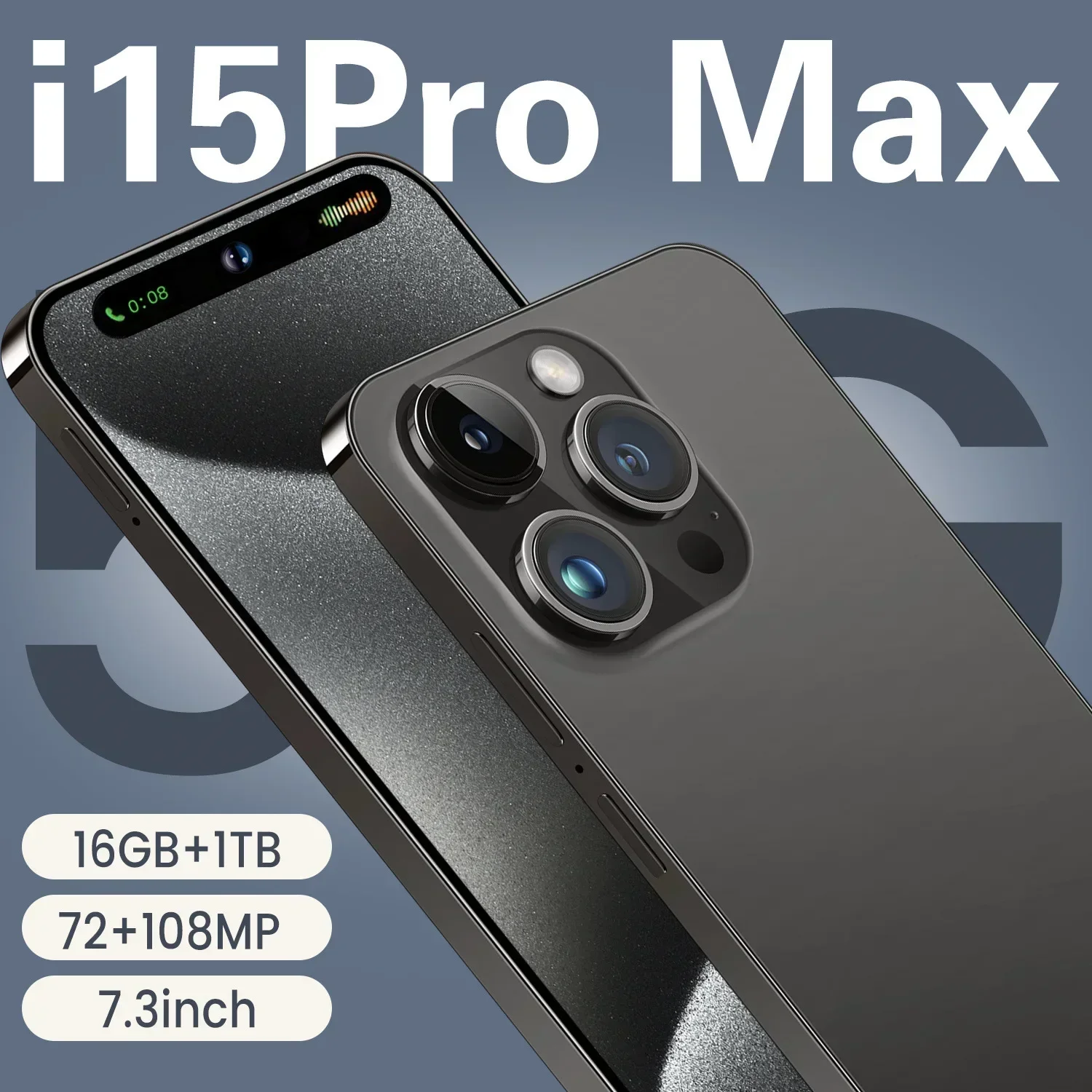 Hot Selling New Mobile Phone  I15 Pro Max Large Screen HD Android Smartphone Cheap Portable Phone S22 Ultra Celulares